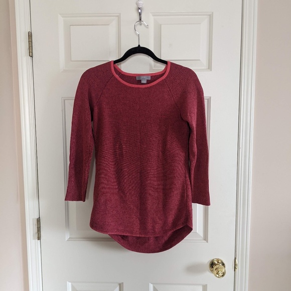 Jana salmon/coral ribbed cotton blend sweater, small - Picture 4 of 11